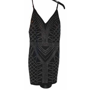 Black Bedazzled Formal/Cocktail /Party Embellished Mini Dress Size L, Woman’s,